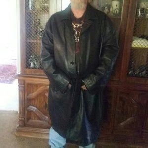 100% leather mens trench coat